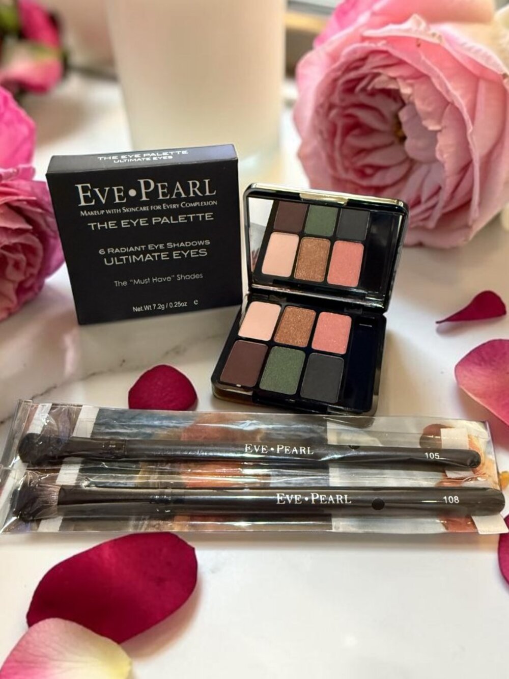 Eve Pearl The Eye Palette "Ultimate Eyes" The MUST-HAVE Shades w/Brushes - NEW